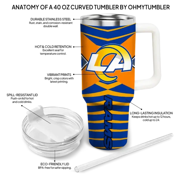 custom los angeles rams chevron layers blue curved tumbler new arrival.webp