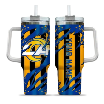 custom los angeles rams claw cut blue black curved tumbler best selling.webp