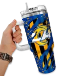 custom los angeles rams claw cut blue black curved tumbler best selling.webp