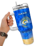 custom los angeles rams geometric prism blue curved tumbler best selling.webp