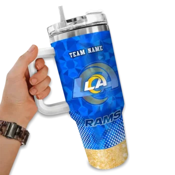 custom los angeles rams geometric prism blue curved tumbler fashion forward.webp