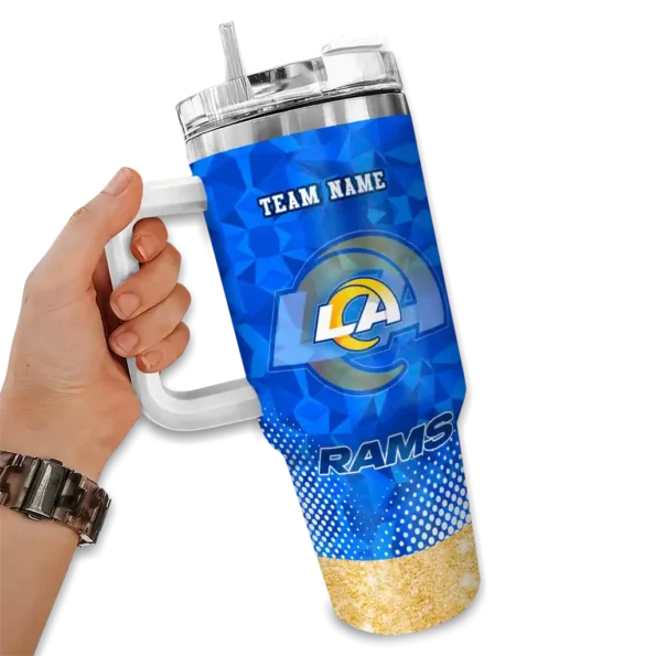 custom los angeles rams geometric prism blue curved tumbler fashion forward.webp