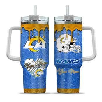 custom los angeles rams heart helmet motif blue curved tumbler best selling.webp
