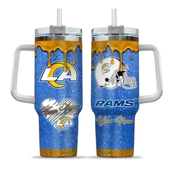 custom los angeles rams heart helmet motif blue curved tumbler best selling.webp