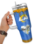custom los angeles rams heart helmet motif blue curved tumbler best selling.webp