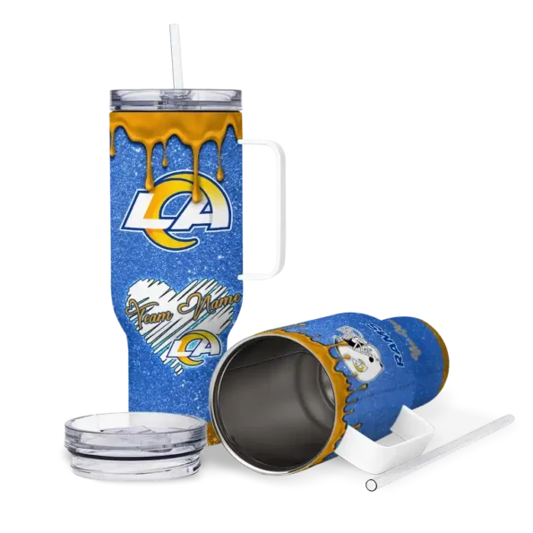 custom los angeles rams heart helmet motif blue curved tumbler high quality.webp