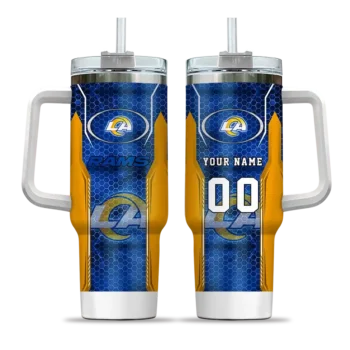 custom los angeles rams hexagon armor blue curved tumbler best selling.webp