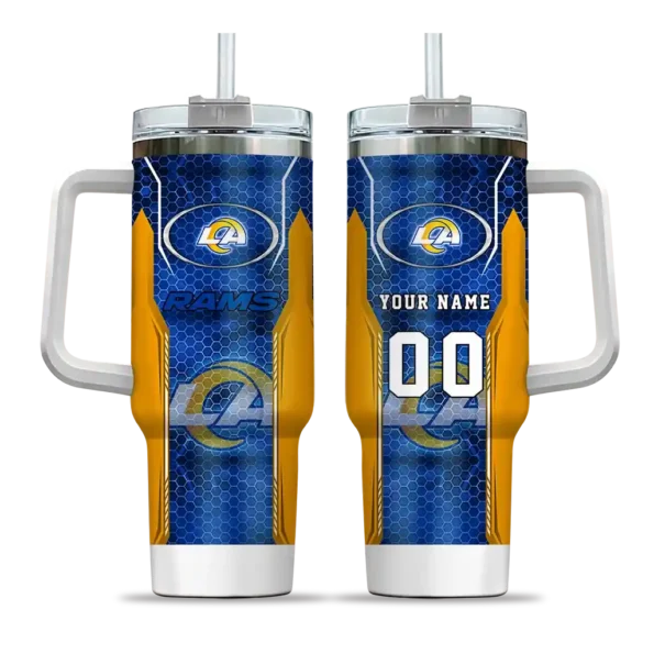 custom los angeles rams hexagon armor blue curved tumbler best selling.webp