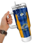 custom los angeles rams hexagon armor blue curved tumbler best selling.webp