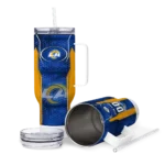 custom los angeles rams hexagon armor blue curved tumbler best selling.webp