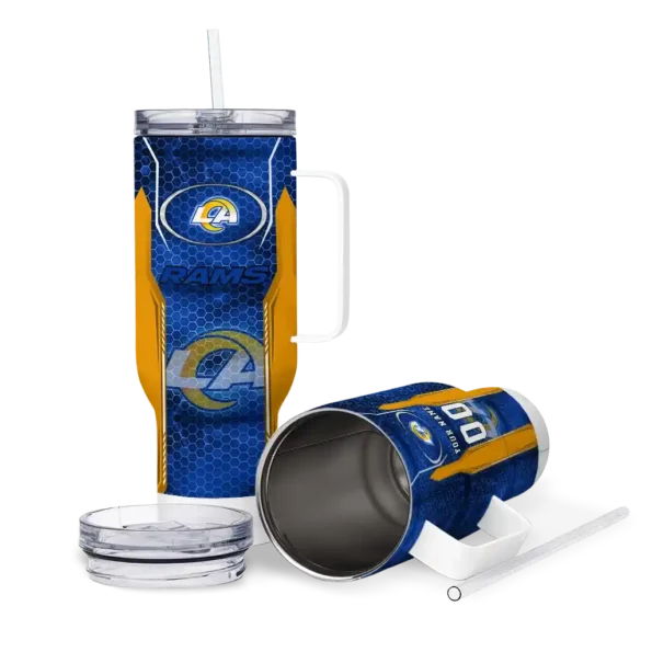 custom los angeles rams hexagon armor blue curved tumbler high quality.webp
