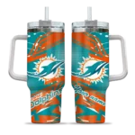 custom miami dolphins abstract paths aqua curved tumbler best selling.webp
