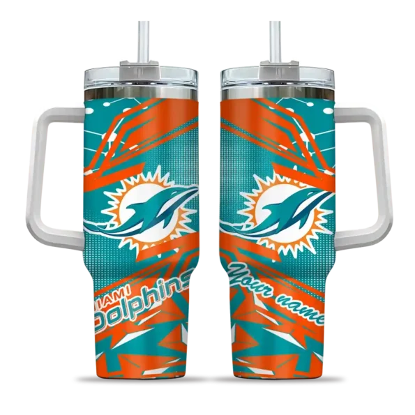 custom miami dolphins abstract paths aqua curved tumbler best selling.webp