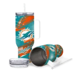 custom miami dolphins abstract paths aqua curved tumbler best selling.webp