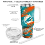 custom miami dolphins abstract paths aqua curved tumbler best selling.webp