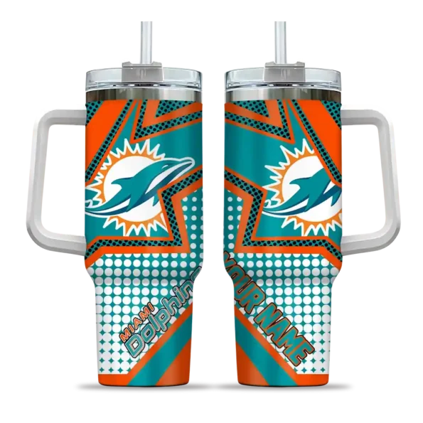 custom miami dolphins arrow burst aqua curved tumbler best selling.webp