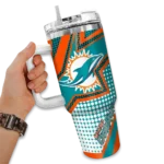 custom miami dolphins arrow burst aqua curved tumbler best selling.webp