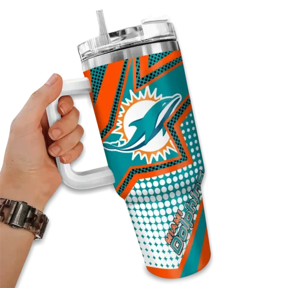 custom miami dolphins arrow burst aqua curved tumbler fashion forward.webp