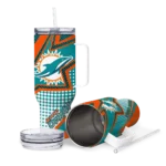 custom miami dolphins arrow burst aqua curved tumbler best selling.webp