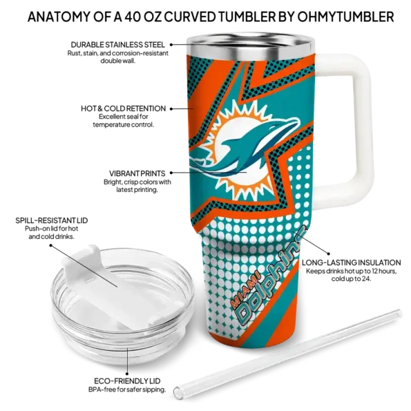 custom miami dolphins arrow burst aqua curved tumbler new arrival.webp
