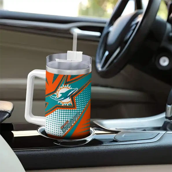custom miami dolphins arrow burst aqua curved tumbler trendy.webp