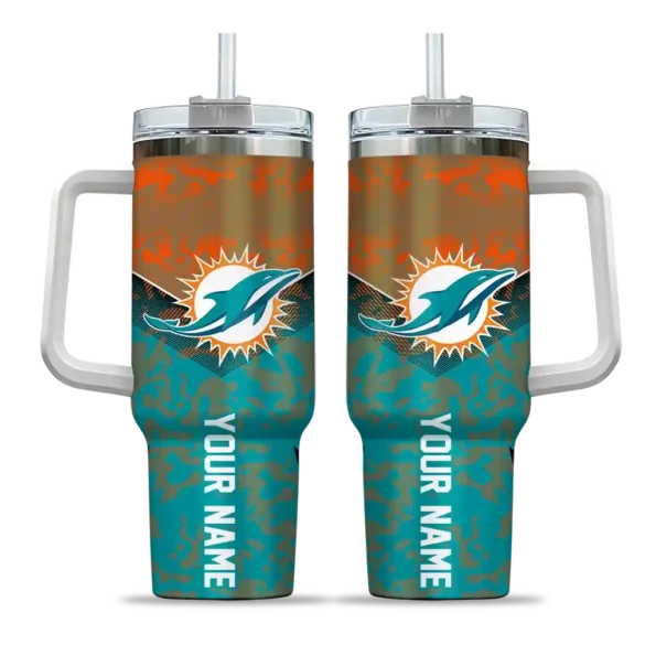 custom miami dolphins chevron stripe aqua curved tumbler best selling.webp