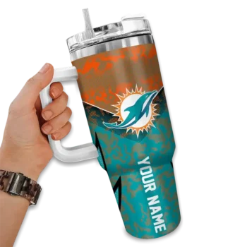 custom miami dolphins chevron stripe aqua curved tumbler fashion forward.webp