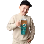 custom miami dolphins chevron stripe aqua curved tumbler best selling.webp
