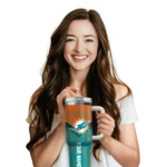 custom miami dolphins chevron stripe aqua curved tumbler best selling.webp