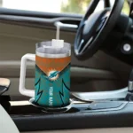 custom miami dolphins chevron stripe aqua curved tumbler best selling.webp