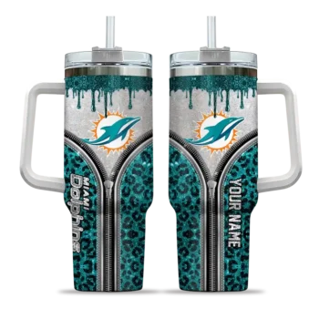 custom miami dolphins leopard zipper aqua curved tumbler best selling.webp