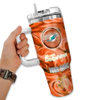 custom miami dolphins marbled stripes aqua curved tumbler fashion forward.webp