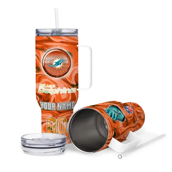 custom miami dolphins marbled stripes aqua curved tumbler high quality.webp