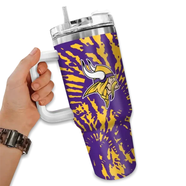 custom minnesota vikings burst swirl purple curved tumbler fashion forward.webp