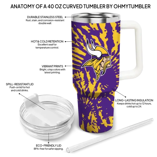 custom minnesota vikings burst swirl purple curved tumbler new arrival.webp