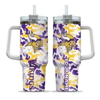 custom minnesota vikings camo mashup purple white curved tumbler best selling.webp