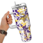 custom minnesota vikings camo mashup purple white curved tumbler best selling.webp