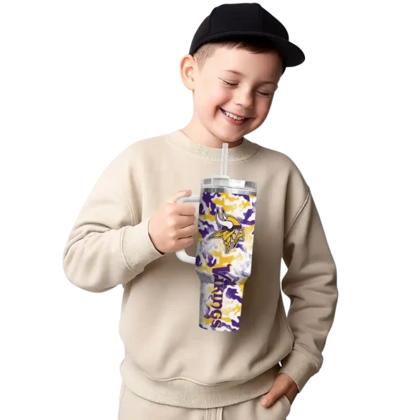 custom minnesota vikings camo mashup purple white curved tumbler latest model.webp