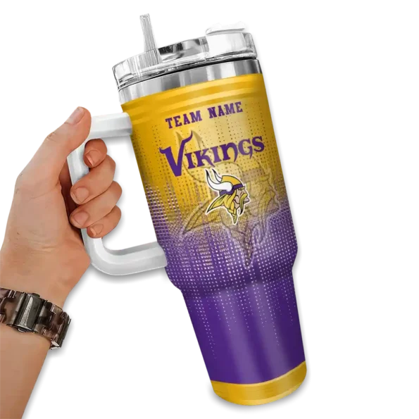 custom minnesota vikings gradient dots purple curved tumbler fashion forward.webp