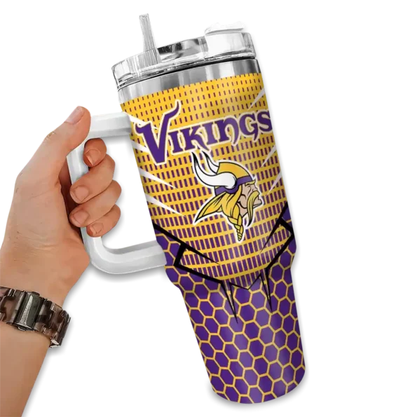 custom minnesota vikings hex texture purple curved tumbler fashion forward.webp