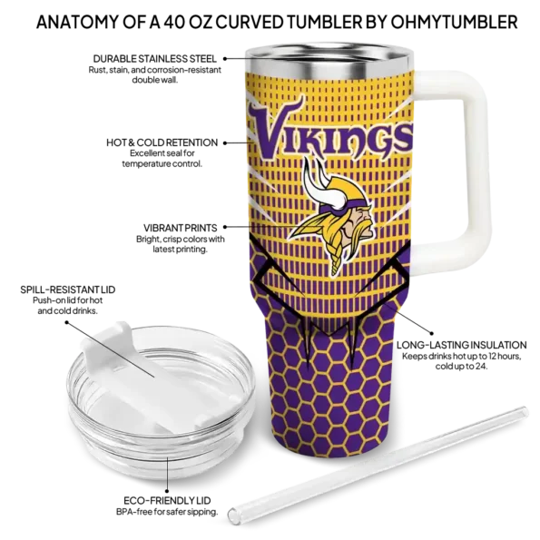 custom minnesota vikings hex texture purple curved tumbler new arrival.webp