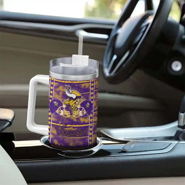 custom minnesota vikings honey streaks purple curved tumbler trendy.webp