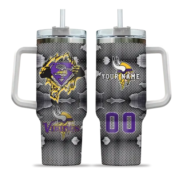 custom minnesota vikings superman shield purple gray curved tumbler best selling.webp