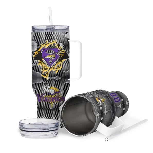 custom minnesota vikings superman shield purple gray curved tumbler high quality.webp