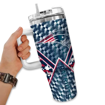 custom new england patriots chevron angle blue curved tumbler fashion forward.webp
