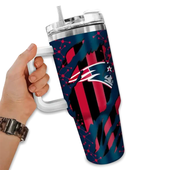 custom new england patriots claw cut blue black curved tumbler fashion forward.webp