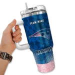 custom new england patriots geometric prism blue curved tumbler best selling.webp