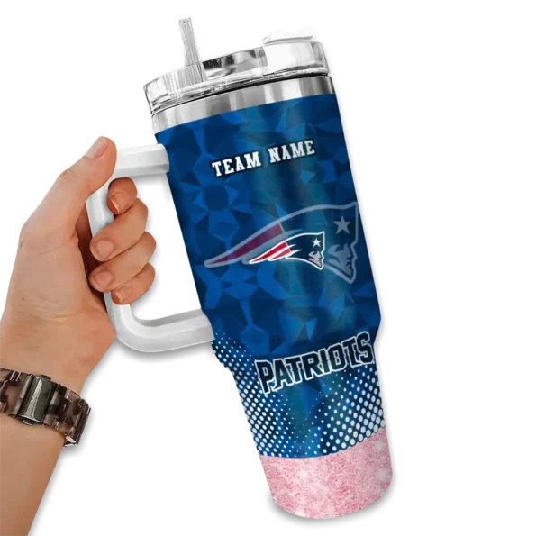 custom new england patriots geometric prism blue curved tumbler fashion forward.webp