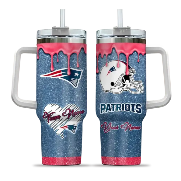 custom new england patriots heart helmet motif blue curved tumbler best selling.webp