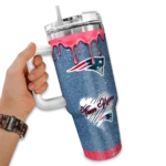 custom new england patriots heart helmet motif blue curved tumbler best selling.webp